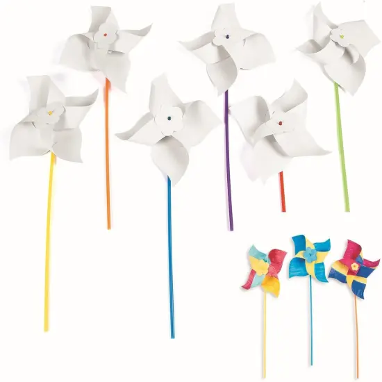 DIY Jumbo Pinwheels - Bulk Set of 24 White pinwheels - Color Your Own Crafts - Great for Summer {1}