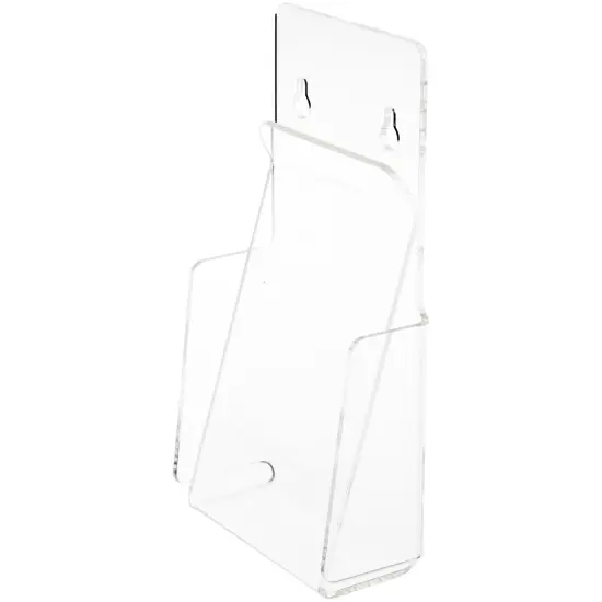 Plymor Clear Acrylic Pinch-Style Tri-Fold Brochure Literature Holder (Wall Mount), Fits Documents Up to 4" Wide {1}