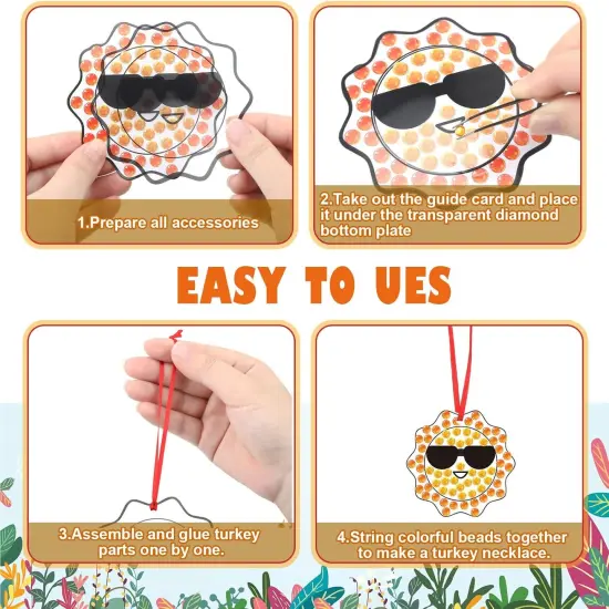 24 Sets Summer Arts Crafts Suncatcher Kits for Kids Summer Diamond Craft Ornament Kits with Color Guides Gemstone Sun Catcher Stickers DIY Diamond Art Craft Kits {2}