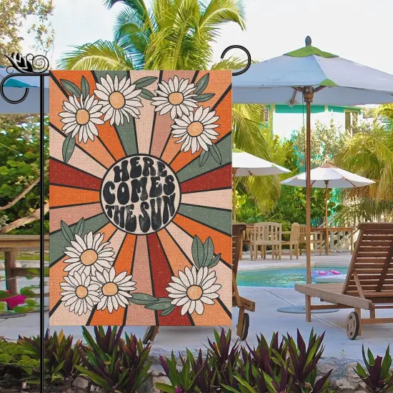 Summer Garden Flag Vintage Daisy Vertical Double Sided Seasonal Farmhouse Yard Outdoor Decorations 12.5 x 18 Inch {5}