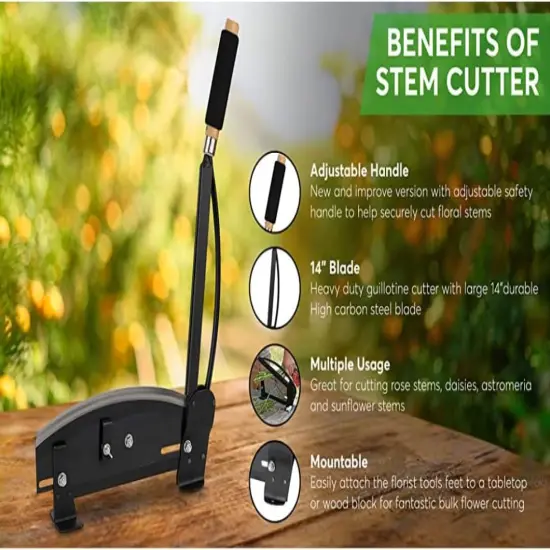 14-Inch Stainless Steel Flower Stem Cutter - Heavy Duty Bunch Cutter with Safety Lock - Perfect for Florists & Gardeners {5}