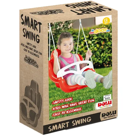 Dolu: Smart Swing - Red & White - Harness & Control Arm, Multiple Configurations, Indoor & Outdoor, Safety Lock, 120lb Max Cap, Toddlers & Kids Age 1+ {4}