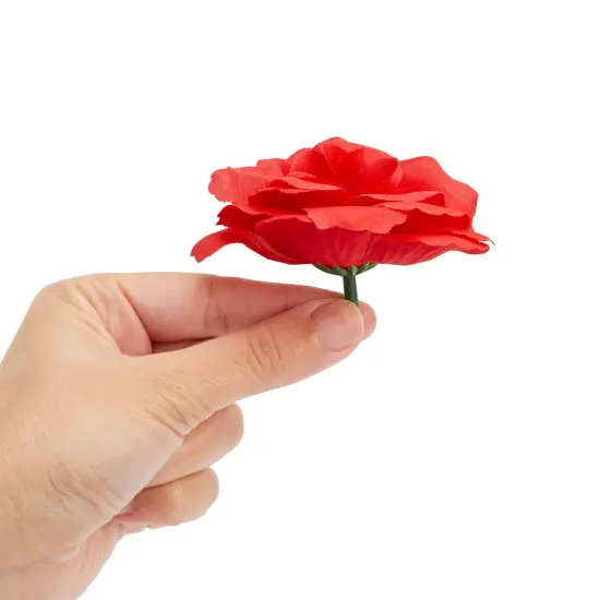 50 Pack Red Roses Artificial Flowers Bulk, 3 Inch Stemless Fake Silk Roses for Decorations, Wedding, Faux Bouquets {7}