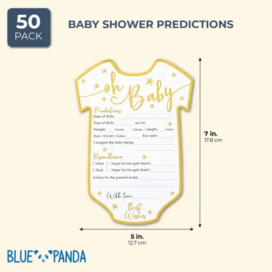 Baby Shower Predictions and Advice Cards, 50 Pack, Gold Foil, 5 x 7 in {2}