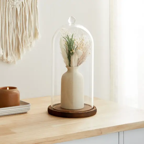 Glass Cloche Dome Bell Jar Display Case with Wooden Base for Plants, Collectibles (5.1x10 In) Clear {3}