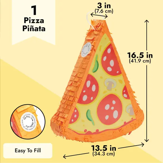 Pizza Pinata - Food Themed Birthday Party Decorations, Table Centerpiece (Small, 16.5 x 13.5 x 3 in), For Ages 3+ Blue {4}