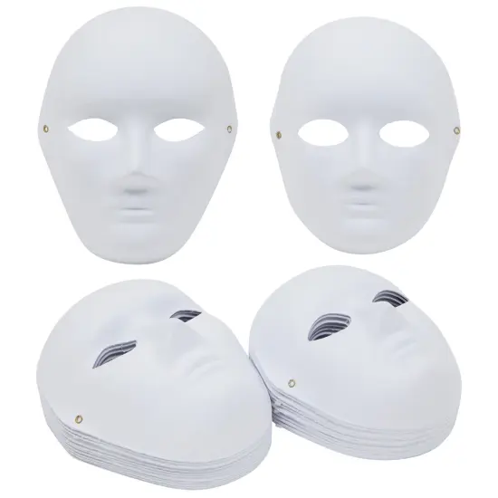 24 Pack Blank Paper Mache Masks to Decorate, White Opera Mask for Carnival, Masquerade Party, Theatre, Halloween (2 Sizes) {1}
