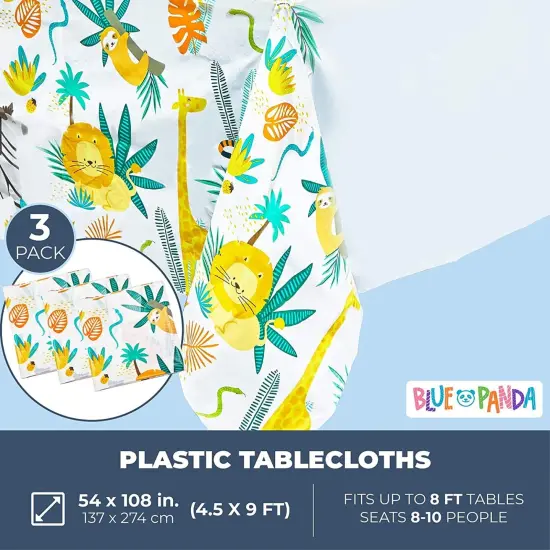 Safari Tablecloths for Birthday Party Decorations (54 x 108 in, 3 Pack) Yellow {2}