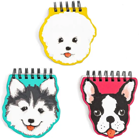 Dog Lover's Hardcover Notebook Set, 3 Die Cut Spiral Notepads (5.5 x 4.5 Inches, 3 Pack) Multicolor {1}