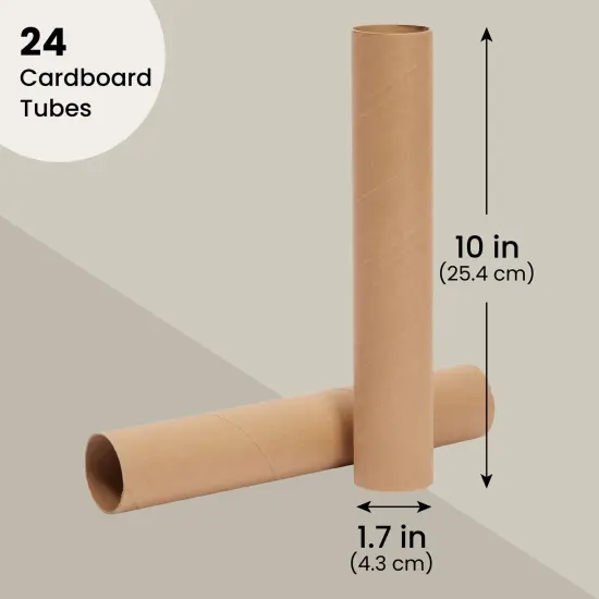 24 Pack Brown Cardboard Tubes for Crafts, Empty Paper Towel Rolls for DIY Projects, Classrooms (1.7x10 in) {4}