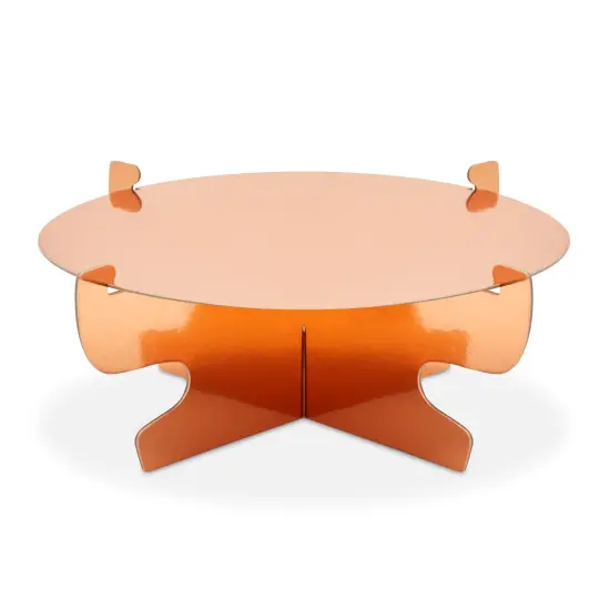 4 Pack Mini Rose Gold Cardboard Cupcake Stand Set, Metallic Cake Holders for Dessert Table (11.5 x 4 In) Orange {5}