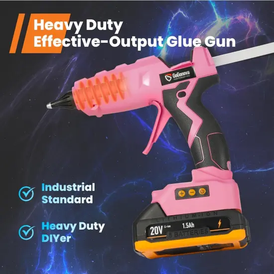 Full Size Cordless Glue Gun,20V Temp Adjust LCD Digital Display Fast Heating Accurate Dual Temp, Dripless Full Size Heavy Duty Hot Gun Kit with 12 Pcs Sticks (Battery Included) {4}