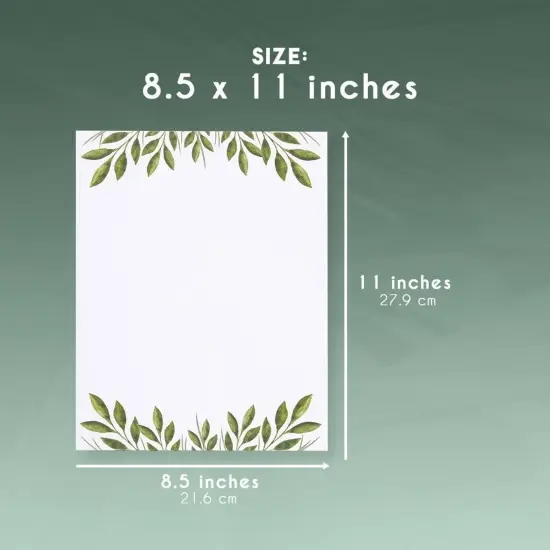 48 Pack Leaf Themed Stationery Writing Paper Set, Letter Size(8.5 x 11 In) White {5}
