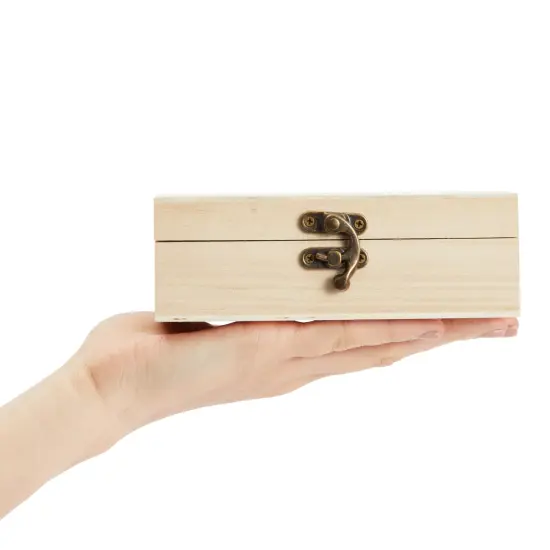 6 Pack Unfinished Wooden Boxes for Crafts with Hinged Lids and Front Clasps, 6 x 4 x 2 In for Jewelry, Crafts, Storage Brown {6}
