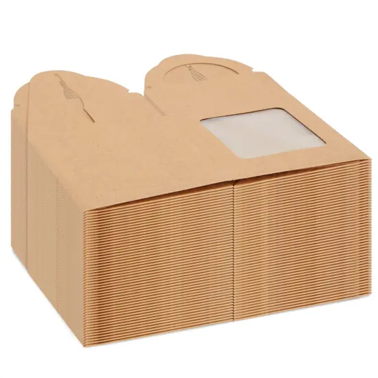 50-Pack Single Cupcake Boxes with Inserts for Bakery - Individual Kraft Paper Packaging Containers for Dessert and Candy Apple (3.7 in) Brown {7}