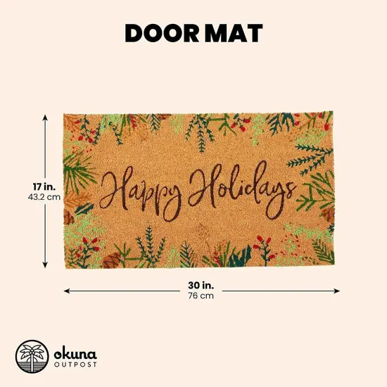 Okuna Outpost Coco Coir Non-slip Christmas Doormat, 17 x 30 Inches, Indoor & Outdoor Doormat for Entrance, Kitchen, Laundry Room, and Patio, Ideal Christmas Decor Brown {2}