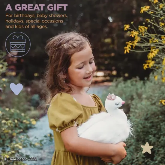 Bearington Grace Princess Swan Plush Stuffed Animal with Crown, 8 inches White {3}