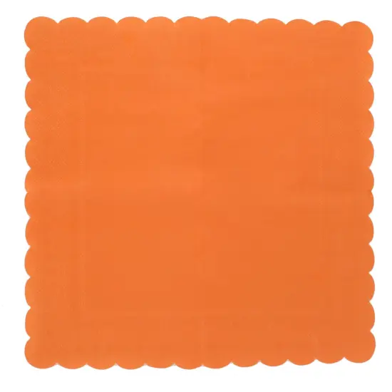 100 Pack Orange Paper Napkins - Scalloped Fall Cocktail Napkins, Disposable for Wedding, Birthday Party (5x5 In) {5}