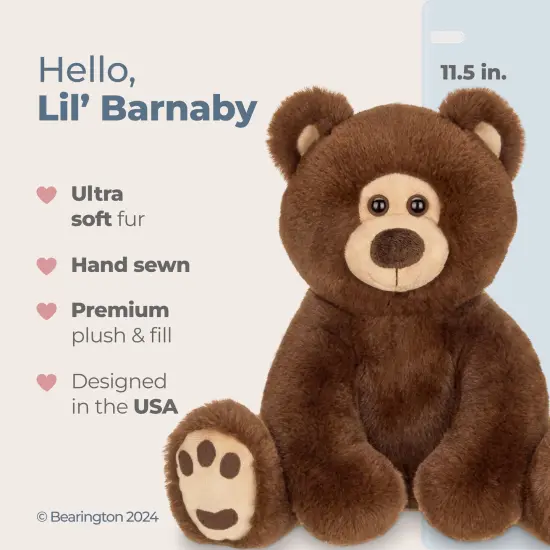 Bearington Lil' Barnaby Chocolate Brown Plush Stuffed Animal Teddy Bear, 11.5 inches, For Ages 3-14 {2}