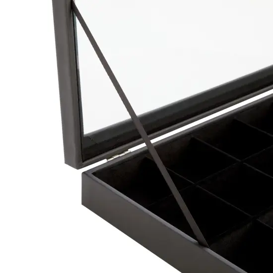 Black Velvet Jewelry Display Tray Organizer Case, Rock Collection Box for Gemstones, Crystals, Pendants (24 Grids Box, 14 x 9.5 x 2 In) {7}