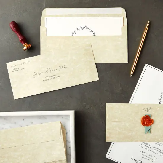 50 Pack #10 Parchment Business Envelopes with Self-Adhesive Strip for Mailing Letters, Invitations (4 1/8 x 9 1/2 In) White {2}