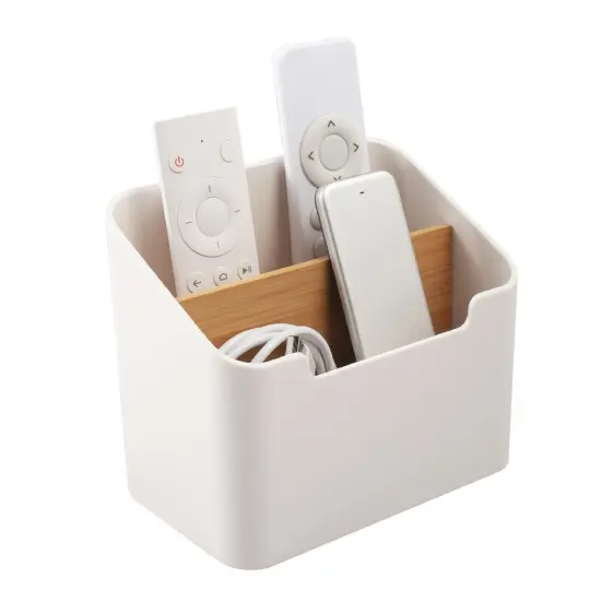 Zodaca Remote Control Holder, Desk Storage Organizer Container for Home & Office White {1}