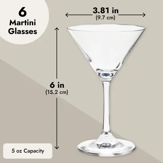 5 oz Mini Martini Glasses Set of 6 - Small Cocktail Stem Glasses for Dessert, Margaritas, Classic Barware Accessories Clear {4}