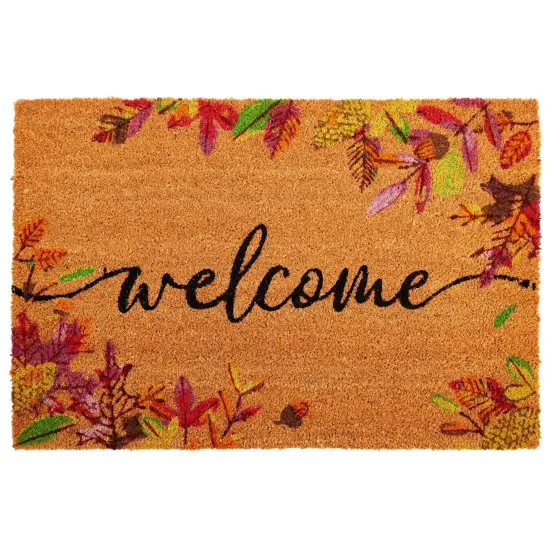 Natural Coco Coir Autumn Leaves Mat 36"L x 24"W for Thanksgiving, Front Door, Welcome Doormat for Fall Decor, Porch Brown {1}