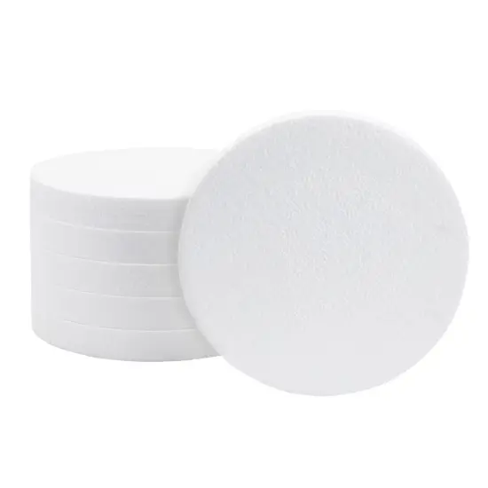 8 Inch Foam Circles for Crafts, 1 Inch Thick Round Polystyrene Discs for DIY Projects (White, 6 Pack) {1}