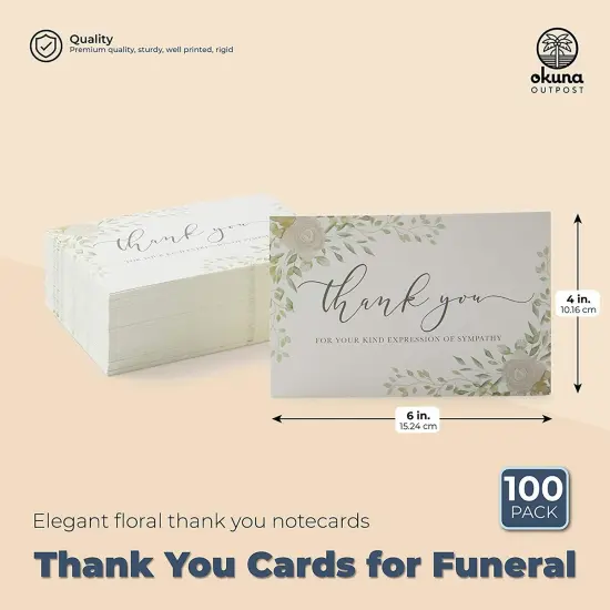 100-Count Thank You Cards for Funeral, Sympathy Blank Postcards, 4" x 6" White {2}