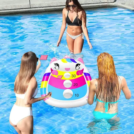 Summer Unicorn Kids Fun Pool Toys,Inflatable Cornhole Board Floating Water Game Outdoor Swim Play {4}