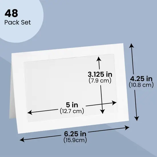 48 Pack Photo Frame Cards with Envelopes 4x6 - Paper Picture Frame for Photo Insert - Weddings, Graduations, Birthday, Anniversary (White) {2}