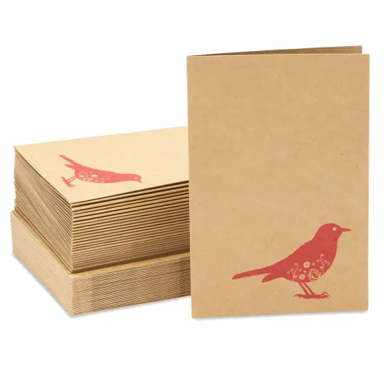 36 Pack Bird Design Blank Cards and Envelopes 4x6 for All Occasions, Birthday, Thank You, Kraft Paper Notecards Brown {5}