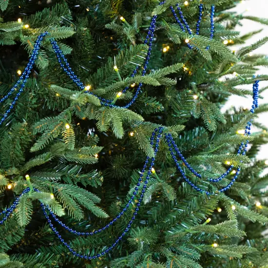 Northlight Shiny Beaded Christmas Garland -15' x .25" - Sapphire Blue - Unlit {1}