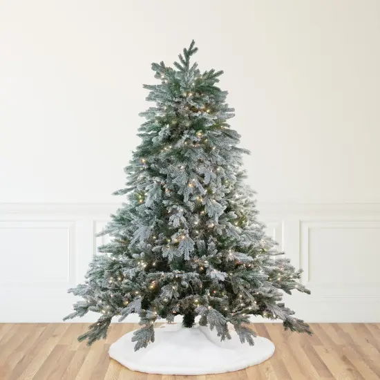 Northlight 9' Pre-Lit Full Frosted Butte Fir Artificial Christmas Tree - Clear Lights Green {1}