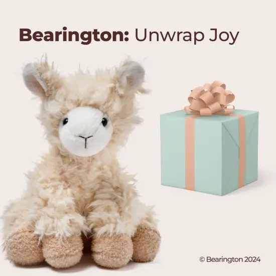 Bearington Fuzzy Plush Llama Stuffed Animal, 11.5 Inches, For Ages 0-14 White {5}