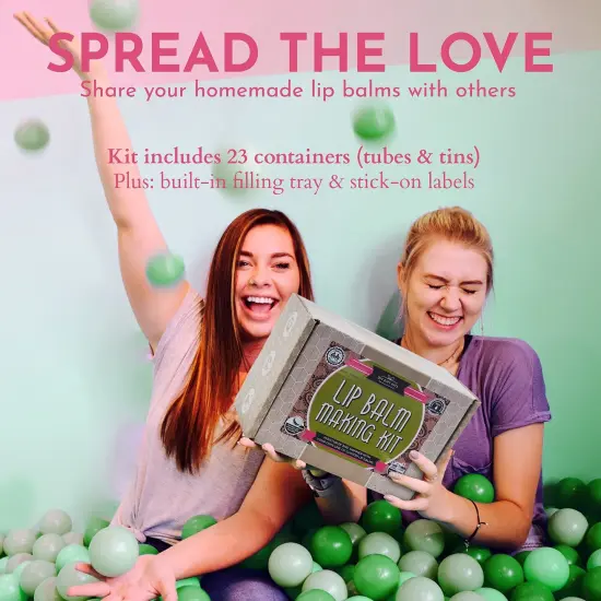 DIY Gift Kits 73-Piece DIY Lip Balm Kit | Includes All Natural & Organic Essential Oils, Shea Butter, Filling Tray & More | Makes 23 Homemade Lip Balms | For Dry & Chapped Lips | For Kids & Adults Multicolor {4}