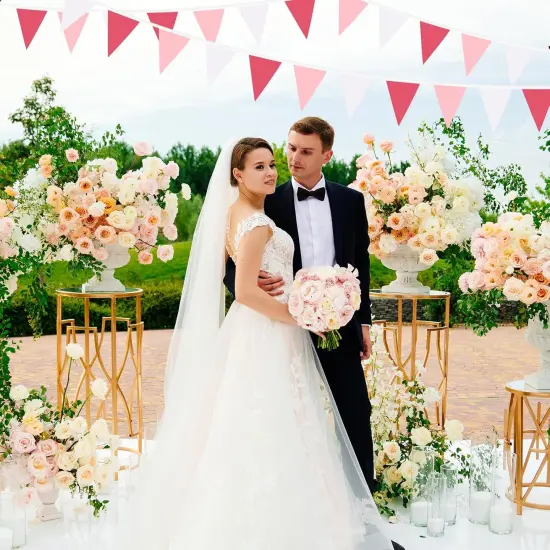 Pink Pennant Banner Triangle Flag Bunting Garland for Wedding Birthday Baby Shower Graduation Decoration 33 Feet 30 Pieces {5}