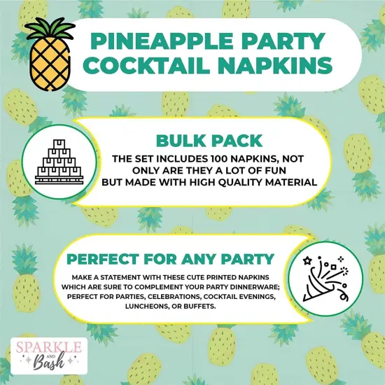 Pineapple Party Cocktail Napkins (5 In, 100 Pack) Yellow {3}