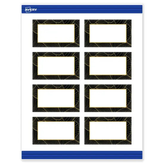 Avery Printable Rectangle Business Cards with Sure Feed Technology, Pre-Printed Black Border with Gold Pattern, Matte White, 2" x 3.5", Laser & Inkjet Compatible, 80 Total {1}