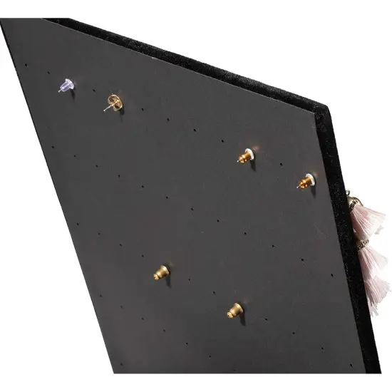 Earring Holder - Velvet L-Shape Earring Display Stand, Organizer, Rack, Board, for Jewelry Studs Accessories Storage, Show, Retail, Shop, Home, Counter Top, 60 Holes, Black, 9.9 x 7.9 x 4 Inches {5}