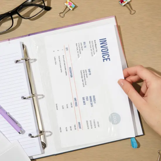 30 Pieces Clear Adhesive Pockets for Planners and Binders, Peel and Stick Index Card and Photo Pockets, Office Notebook Folder Sleeves (4 Sizes) White {5}