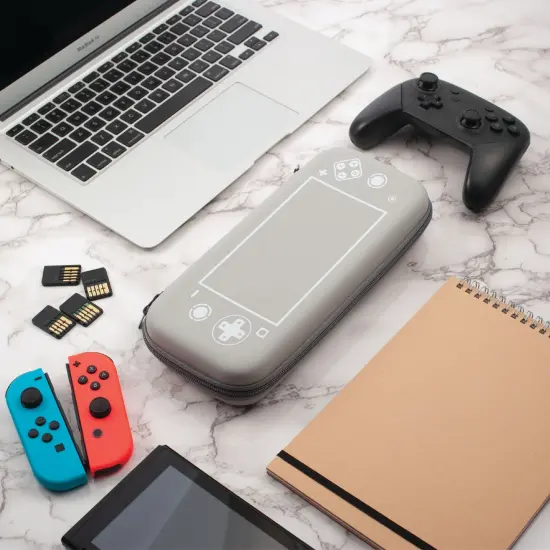 Insten Carrying Case For Nintendo Switch and OLED Model with 10 Game Card Slots and Accessories Pocket, Protective EVA Hard Travel Pouch for Girls Boys, Gray Grey {2}