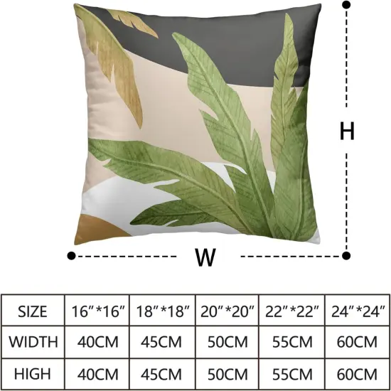 Green Leaves Spring Summer Throw Pillow Covers Geometric Palm Tree Pillow Covers 18x18 Set of 2 Modern Home Decor Room Tropical Outdoor Decorative Pillowcase for Sofa Bed Couch {4}
