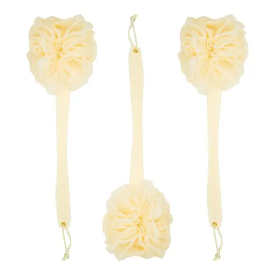 3 Pack Long Handled Loofah Back Scrubber, Exfoliating Body Sponge for Shower, Bath (18 In) Yellow {1}