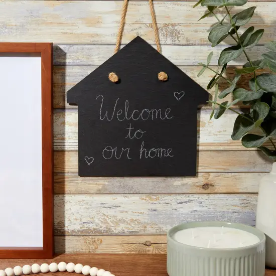 2 Rustic Farmhouse Hanging Chalkboard Signs with 4 Chalk Sticks (6 Piece Set) Black {2}