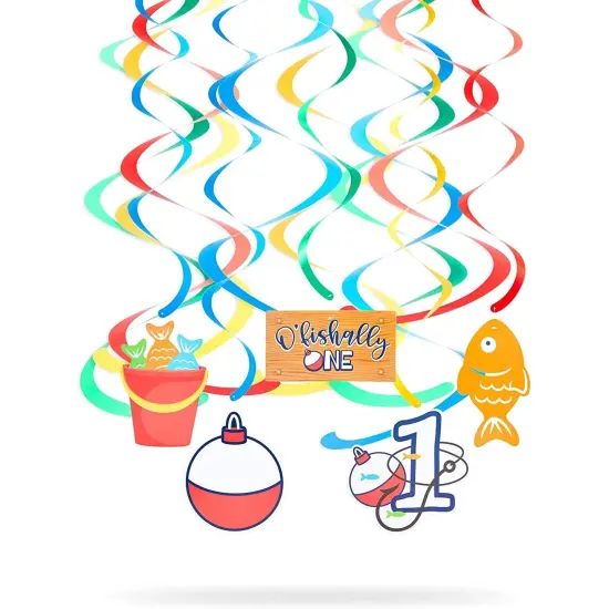 Fishing Paper Ceiling Decorations, O'fishally One Birthday Decor (36 Pieces) Multicolor {1}