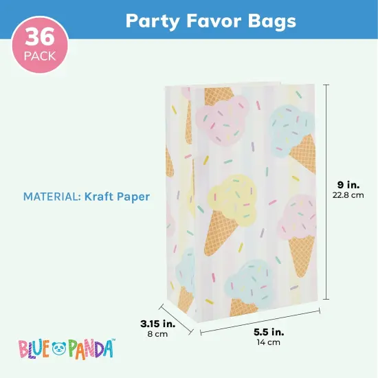 Ice Cream Party Favor Bags for Kids Birthday Decorations (36 Pack) White {3}