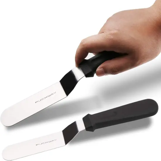 Offset Frosting Cake Knife set of 3 Black 6 8 & 10 Inch Angled Icing Spatula for Decorating {5}