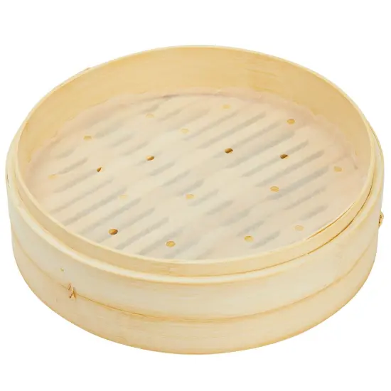 100 Pack Round Air Fryer Liners with Holes for Air Fryer Basket, Dumpling Paper, 10 Inch Perforated Bamboo Steamer Liner Sheets for Baking (White) {6}